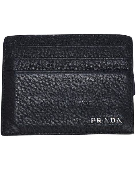 portacarte di prada|Black Leather Card Holder .